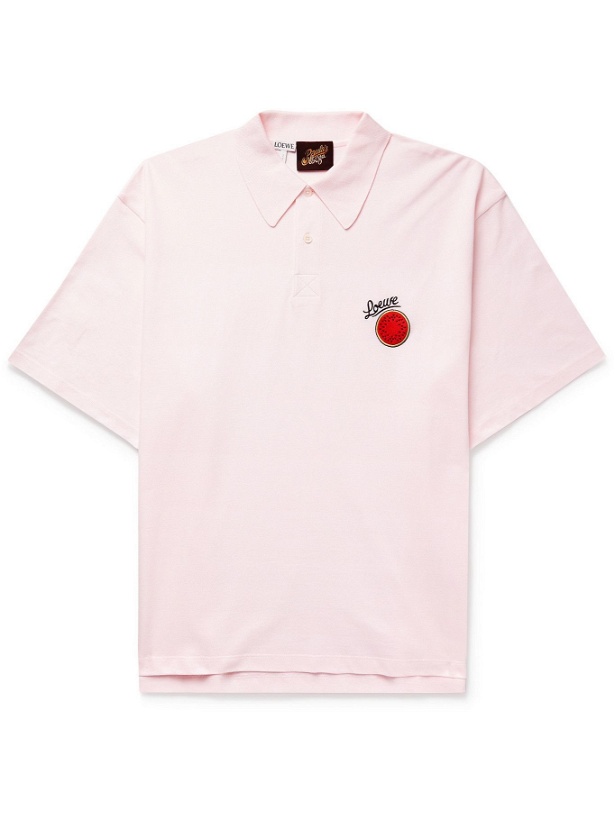 Photo: LOEWE - Paula's Ibiza Oversized Logo-Embroidered Cotton-Piqué Polo Shirt - Pink