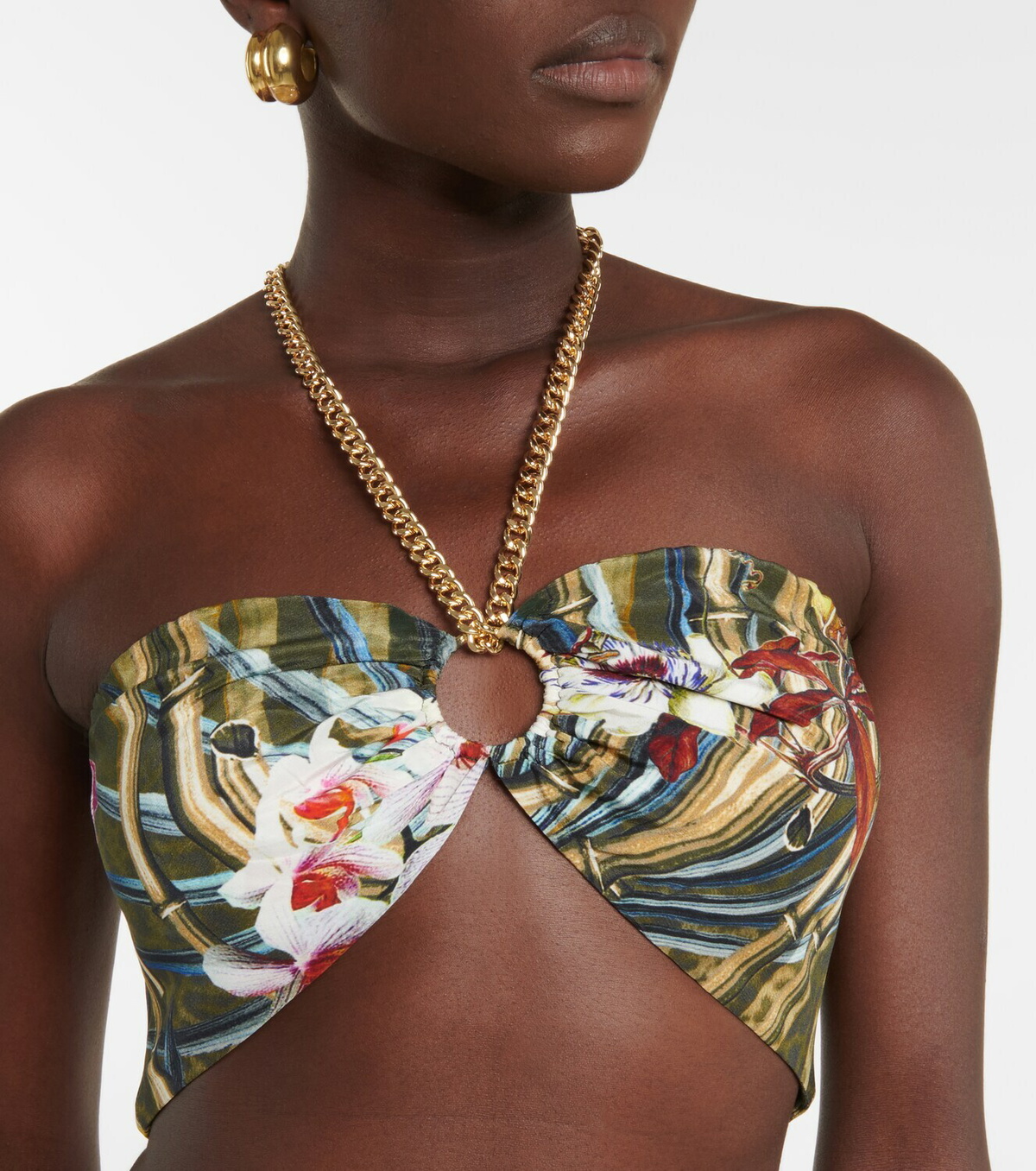 Camilla Chain halterneck silk bandeau bra