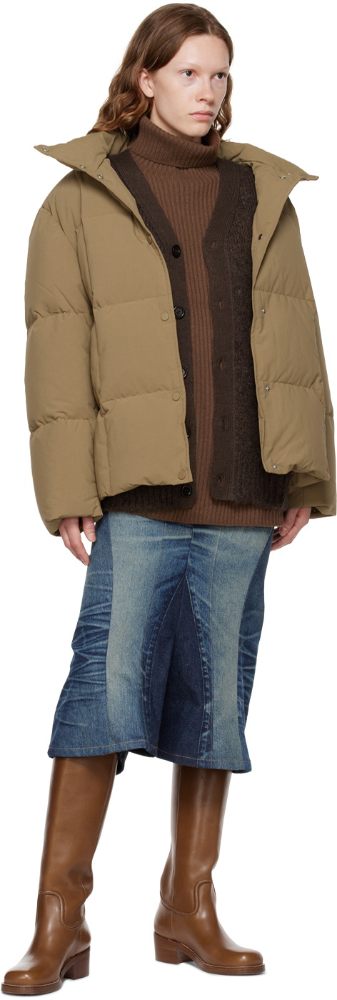 AMOMENTO Brown Rib Turtleneck