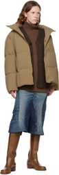 AMOMENTO Brown Rib Turtleneck