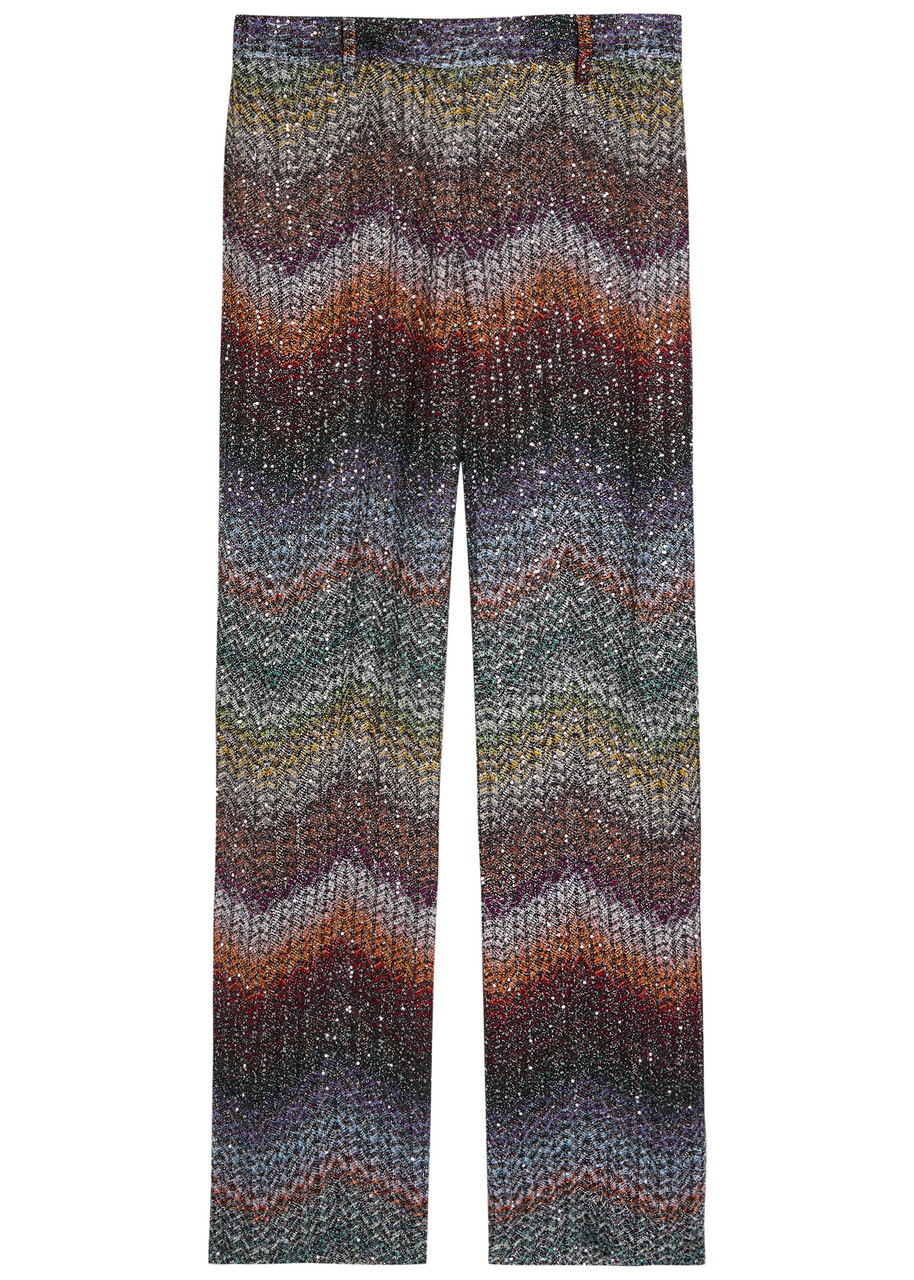 Missoni Sequin-embellished Zigzag Metallic-knit Trousers Multicoloured 1