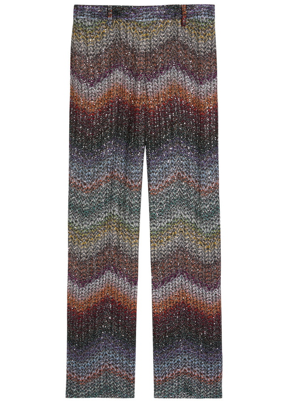 Photo: Missoni Sequin-embellished Zigzag Metallic-knit Trousers Multicoloured 1