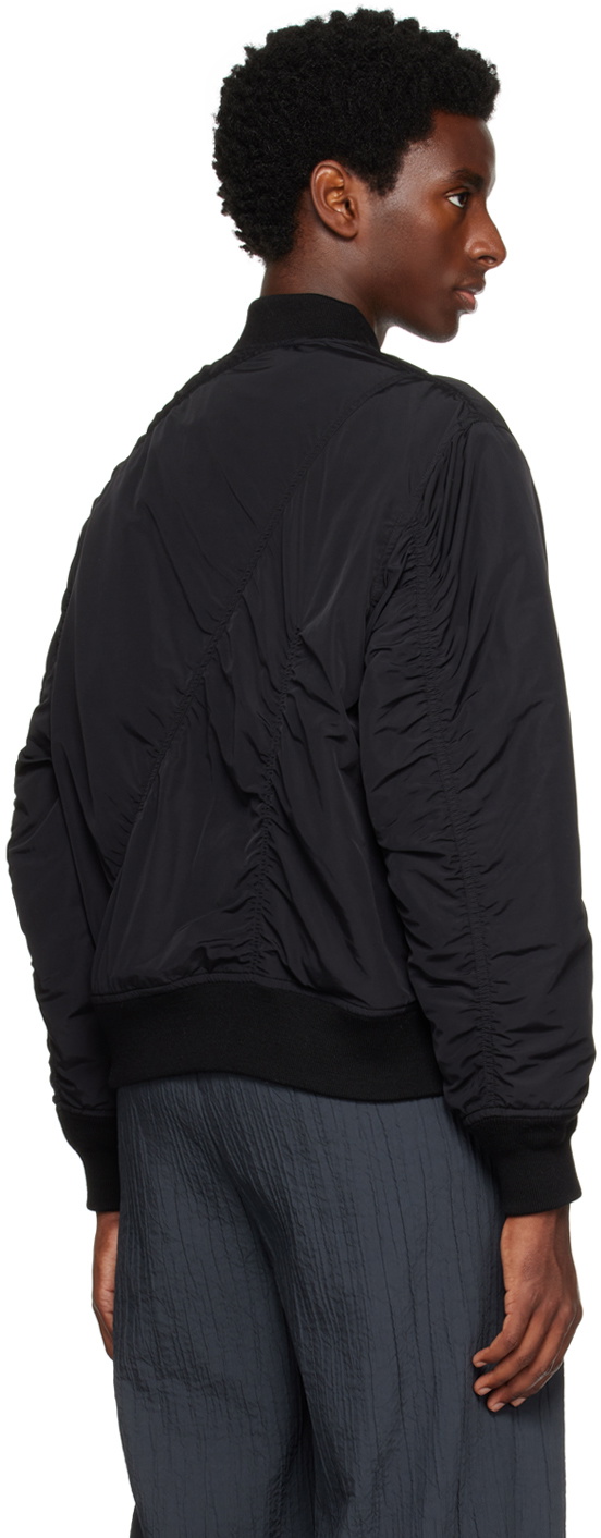 VEIN Black Ruched Bomber Jacket