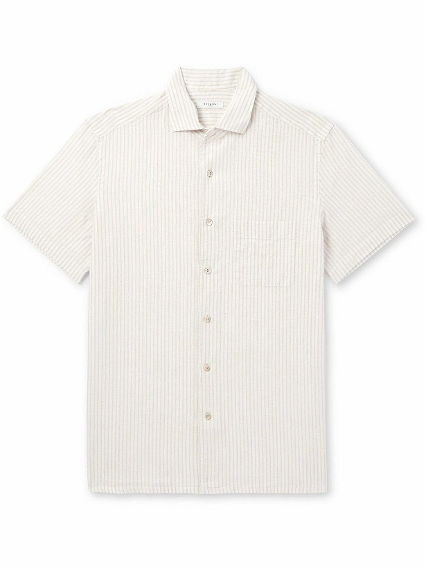 Photo: Boglioli - Striped Linen and Cotton-Blend Shirt - Neutrals
