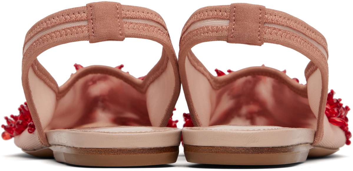 Dries Van Noten Pink Slingback Embellished Mesh Flats