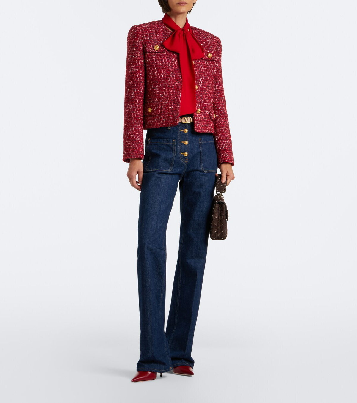 Valentino Garavani Rockstud Spike Medium suede top-handle bag