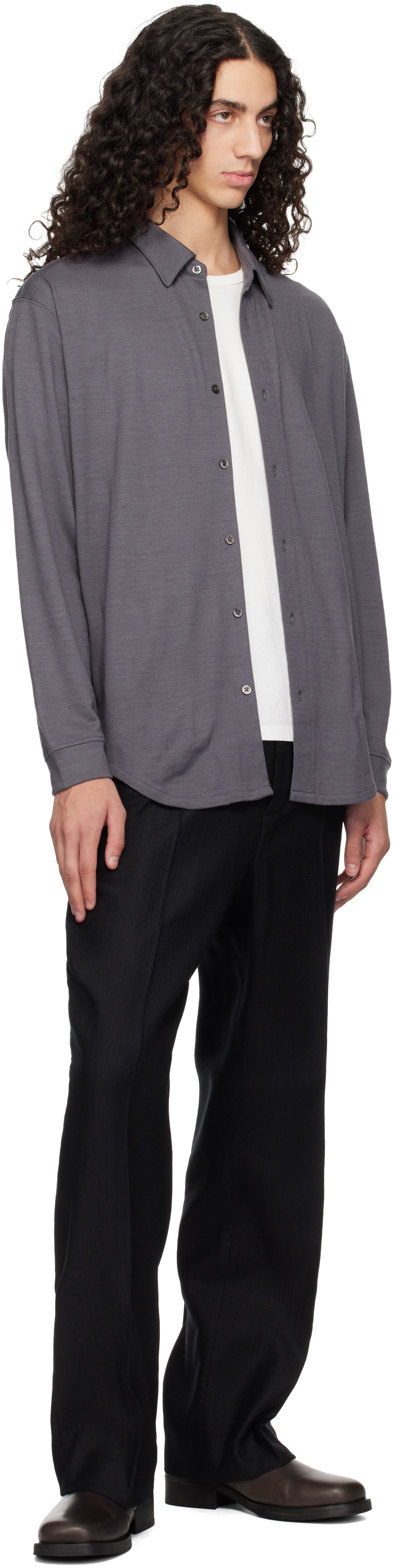 Lady White Co. Gray Wool Button Up Shirt