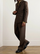 AMI PARIS - Double-Breasted Virgin Wool-Gabardine Suit Jacket - Brown