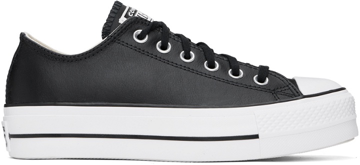 Photo: Converse Black Chuck Taylor All Star Platform Leather Sneakers