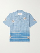 Kardo - Ayo Camp-Collar Embroidered Cotton Shirt - Blue