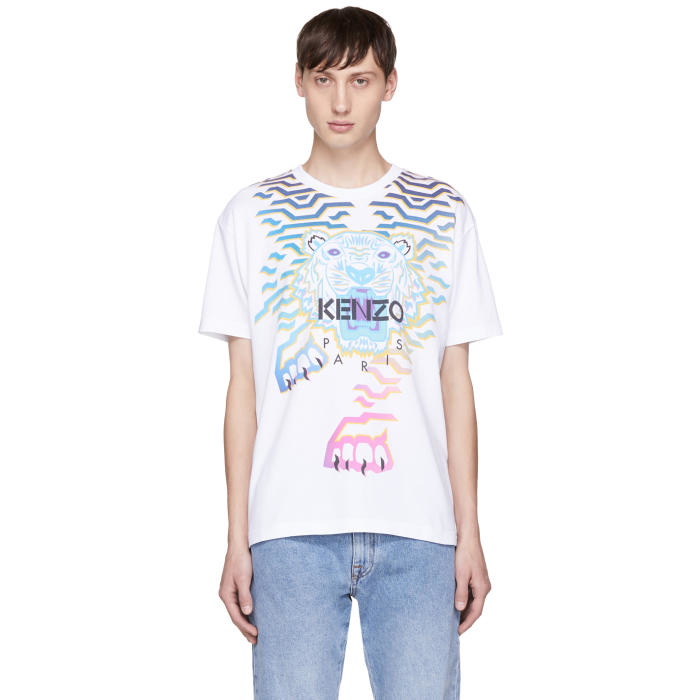 Photo: Kenzo White Limited Edition Rainbow Tiger T-Shirt