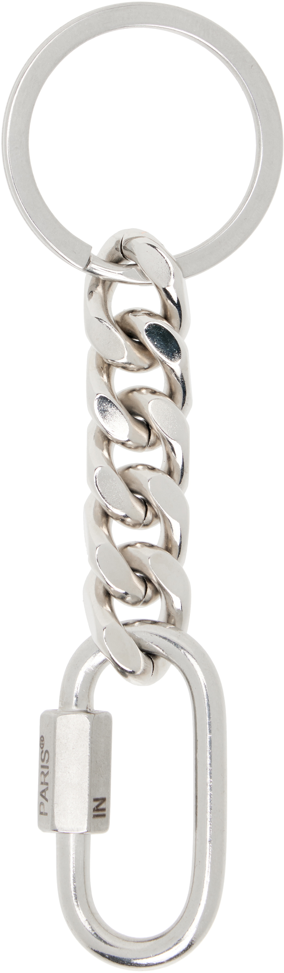 IN GOLD WE TRUST PARIS Silver Curb Chain Keychain