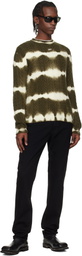 Off-White Khaki & White Off Stamp Cable Knit Crewneck Sweater