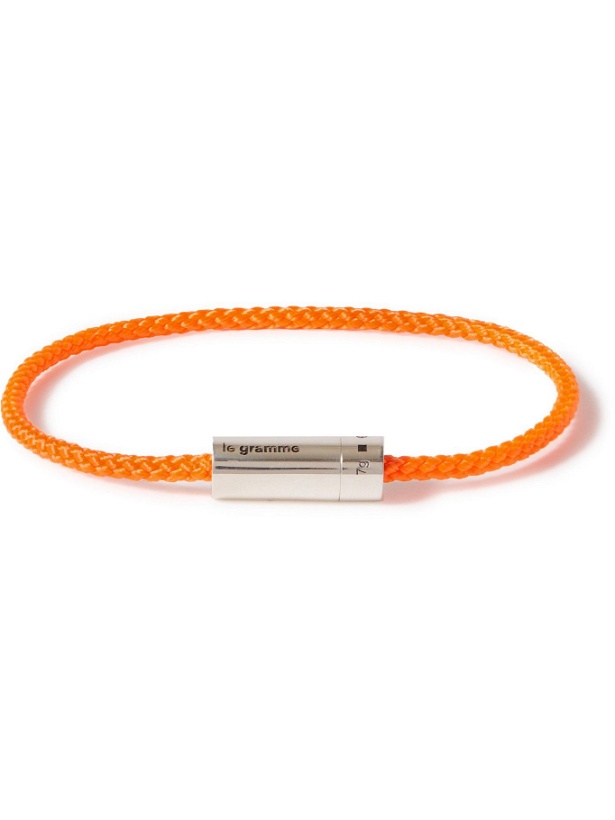 Photo: LE GRAMME - 5g Braided Cord and Sterling Silver Bracelet - Orange