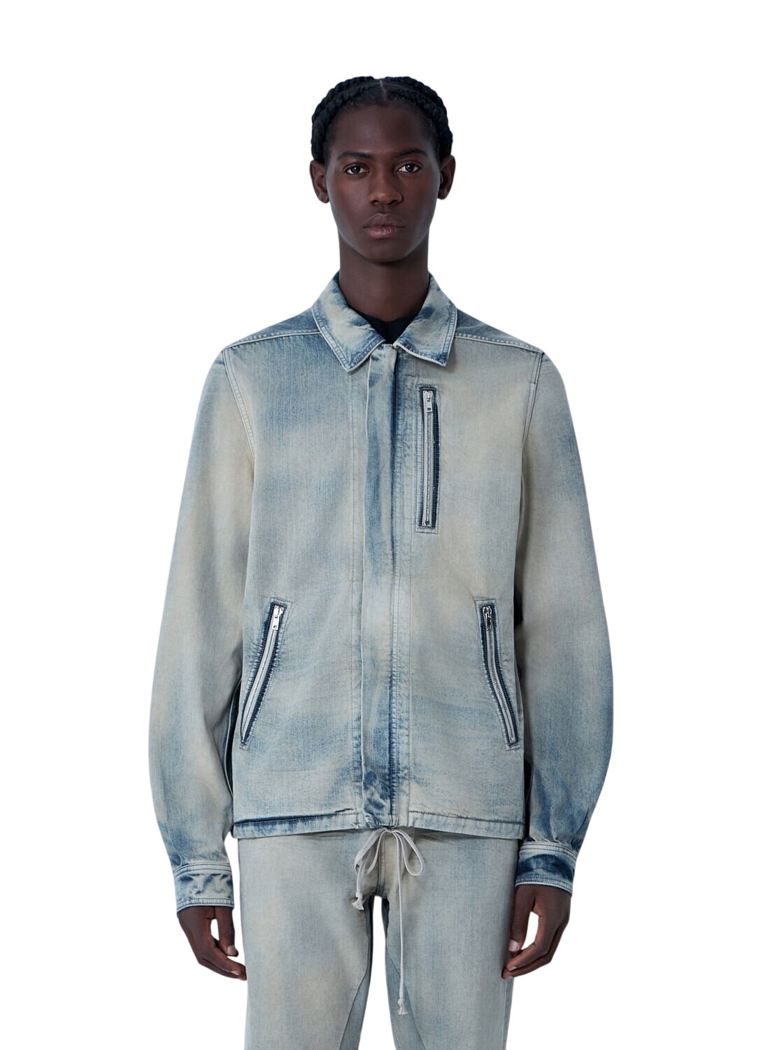Rick Owens DRKSHDW Blue Cropped Denim Jacket Rick Owens Drkshdw