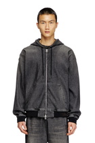 Diesel Zipped hoodie in dirt-effect Track Denim - Sweaters - Unisex - Black