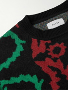 Rhude - Logo-Jacquard Wool and Cashmere-Blend Sweater - Black