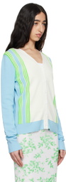 Anna Sui Blue & White Amalfi Knit Cardigan