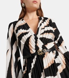 Elie Saab Caped zebra-print silk gown