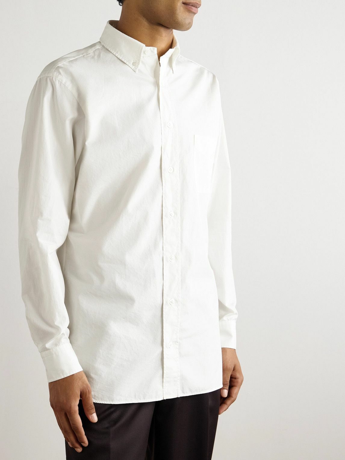 Lardini - Button-Down Collar Cotton-Poplin Shirt - White