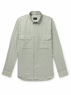 Brioni - Striped Cotton and Silk-Blend Poplin Shirt - Green