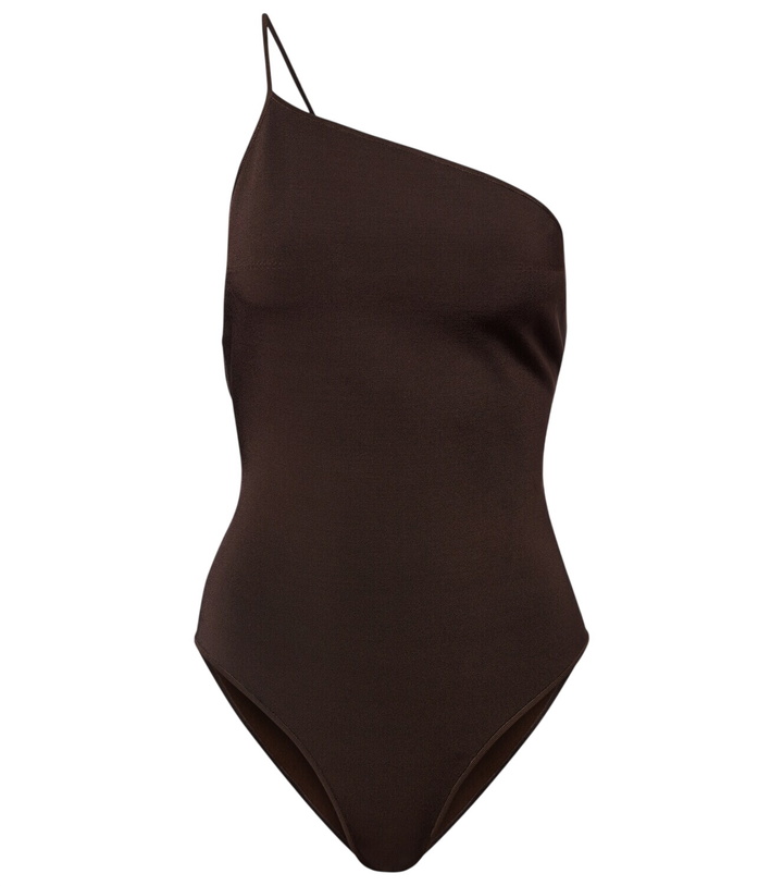 Photo: Saint Laurent One-shoulder satin bodysuit