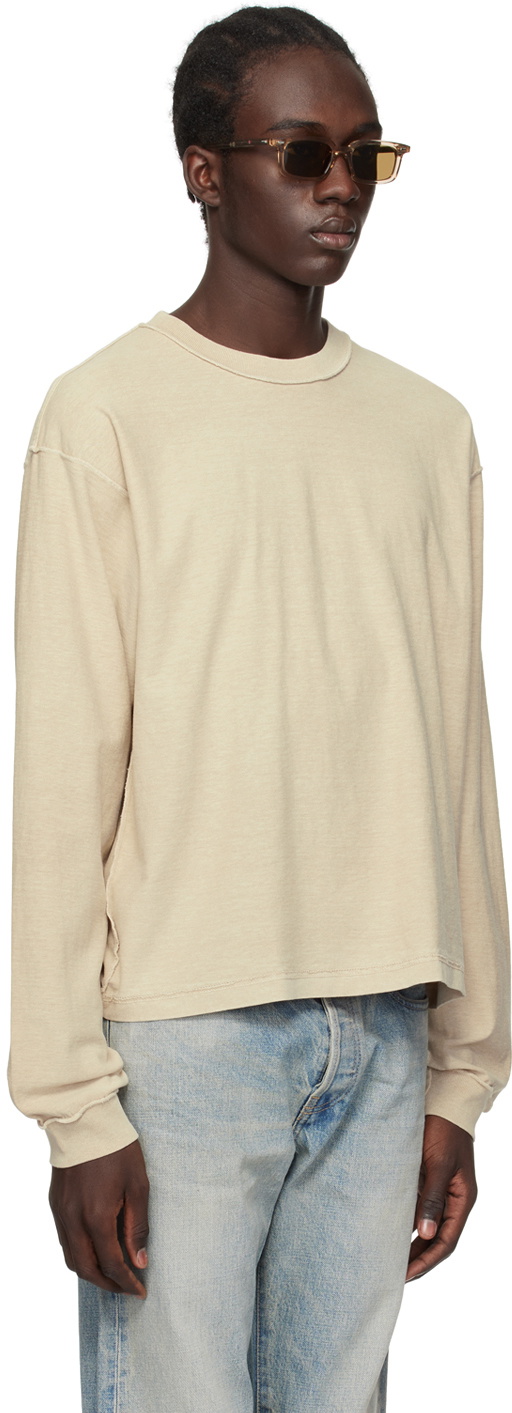 John Elliott Beige Reversed Long Sleeve T-Shirt