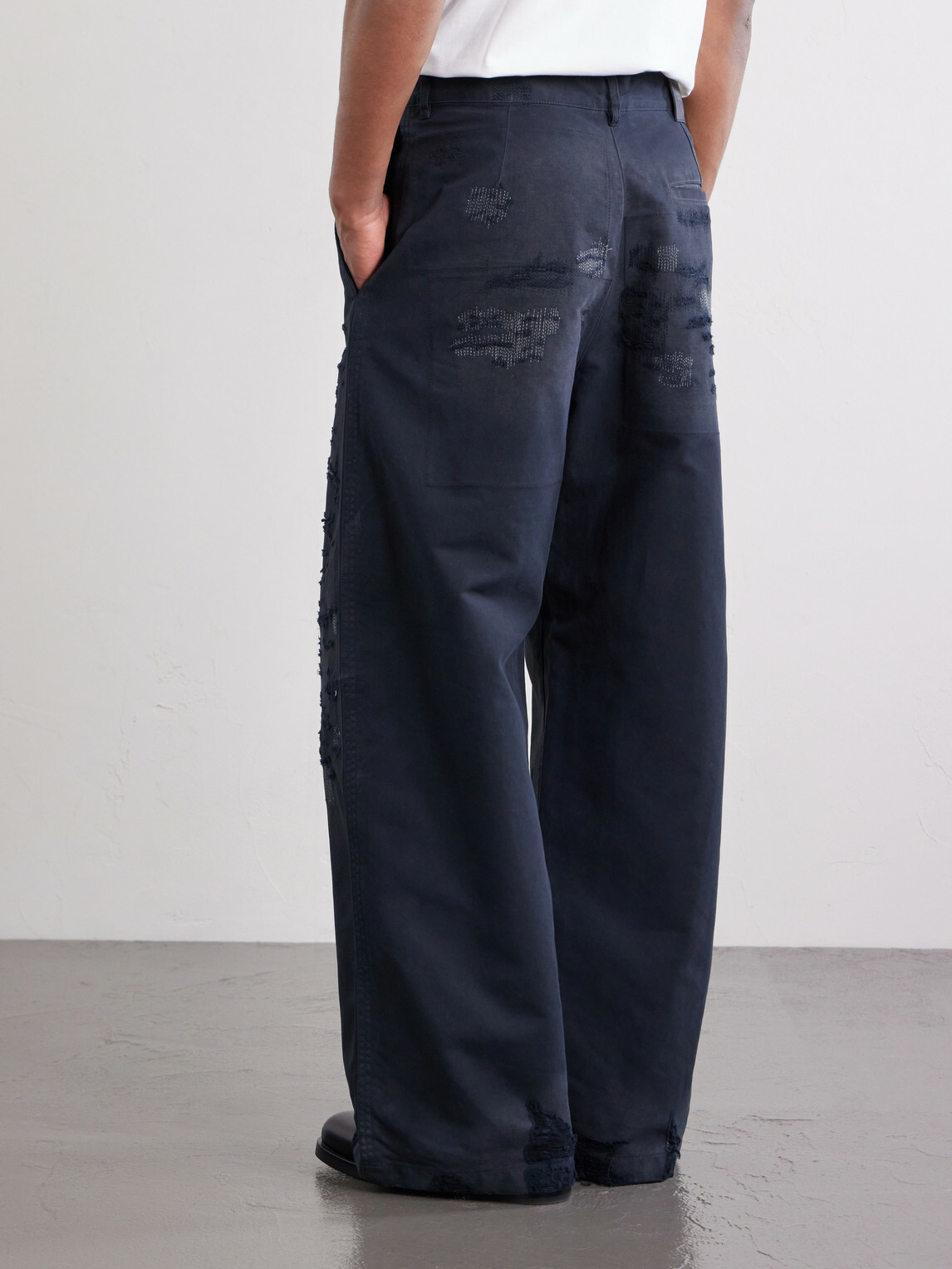 Acne Studios - Straight-Leg Distressed Cotton Trousers - Black