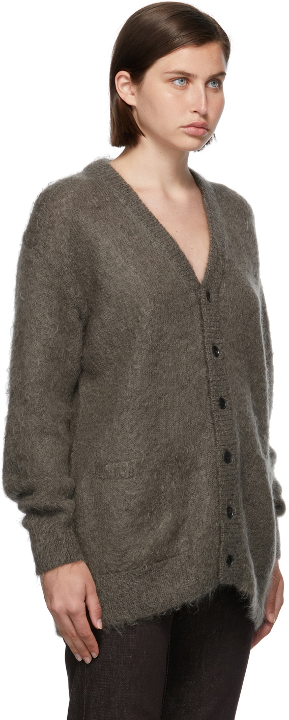 AURALEE Grey Mohair Knit Cardigan Auralee