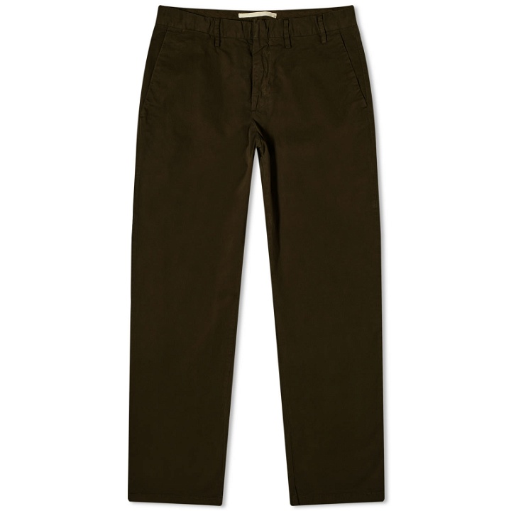 Photo: Norse Projects Men's Aros Regular Italian Brushed Twill Trousers in Beech Green