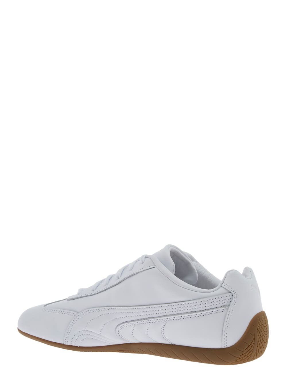 Puma speedcat White Low Top Sneakers With Embossed Logo On The Tongue And Contrasting Sole In Leather Unisex