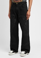 Warren Lotas Embroidered Straight-leg Jeans Black