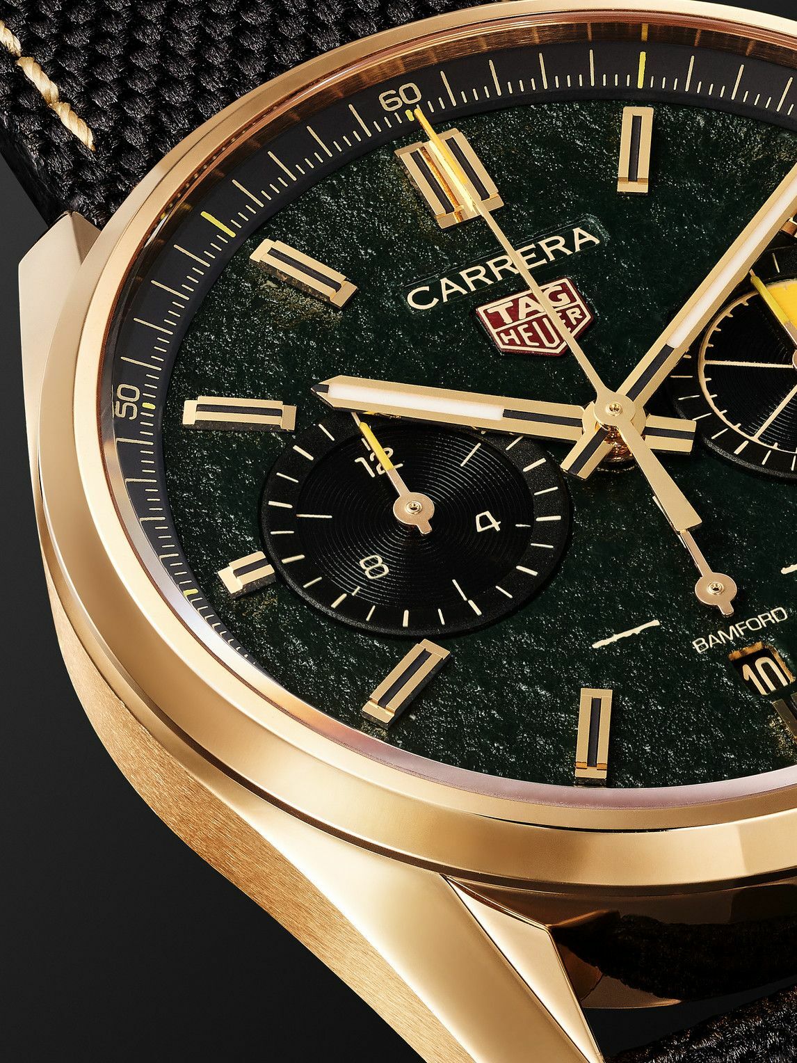 BAMFORD WATCH DEPARTMENT - TAG Heuer Carrera Limited Edition Automatic 42mm 18-Karat Gold and Canvas Watch