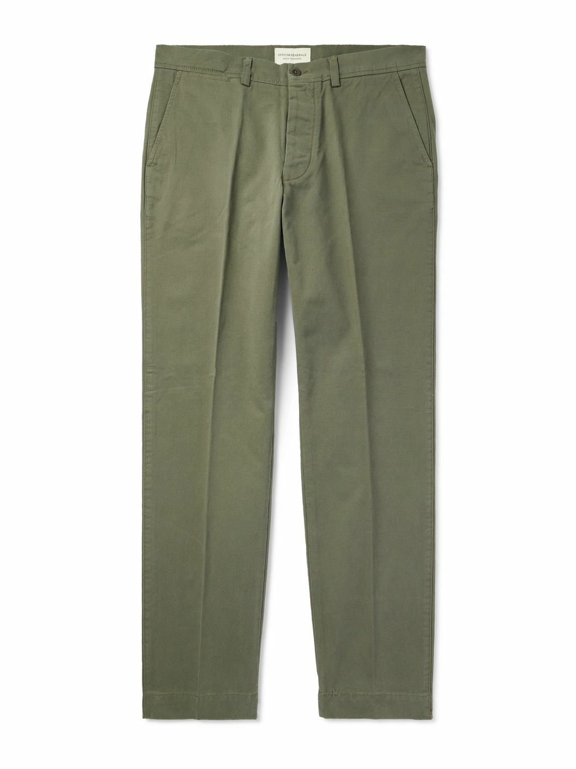 Officine Générale - Straight-Leg Garment-Dyed Cotton-Twill Trousers - Green