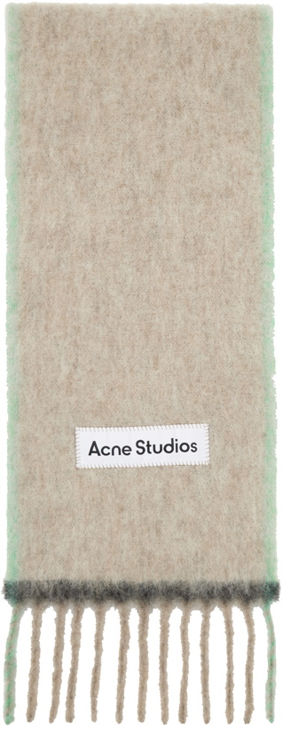 Photo: Acne Studios Beige & Green Wool Mohair Narrow Scarf