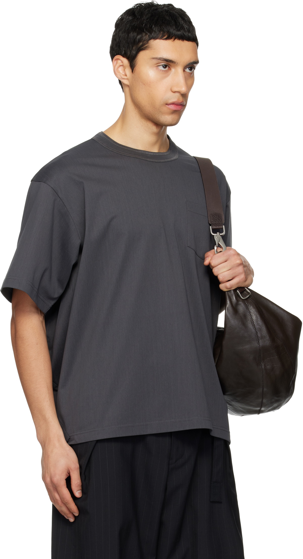 sacai Gray Cotton Jersey T-shirt Sacai