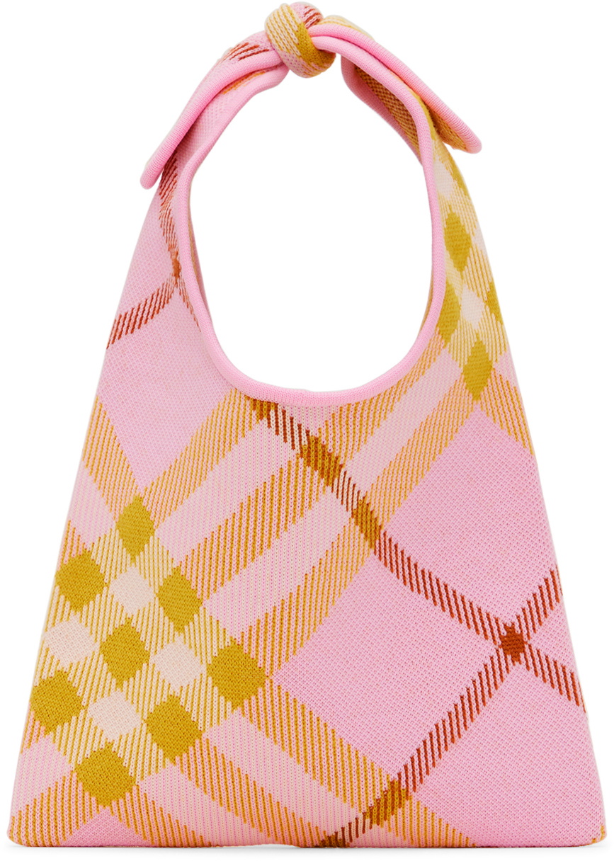 Burberry Kids Pink Check Tie Bag Burberry