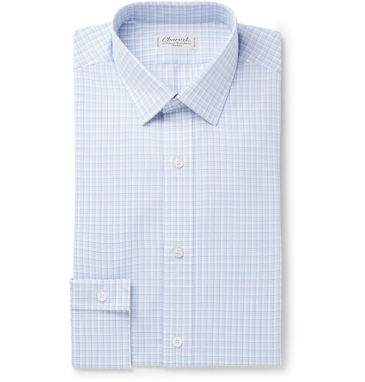 Photo: Charvet - Light-Blue Checked Cotton Shirt - Blue