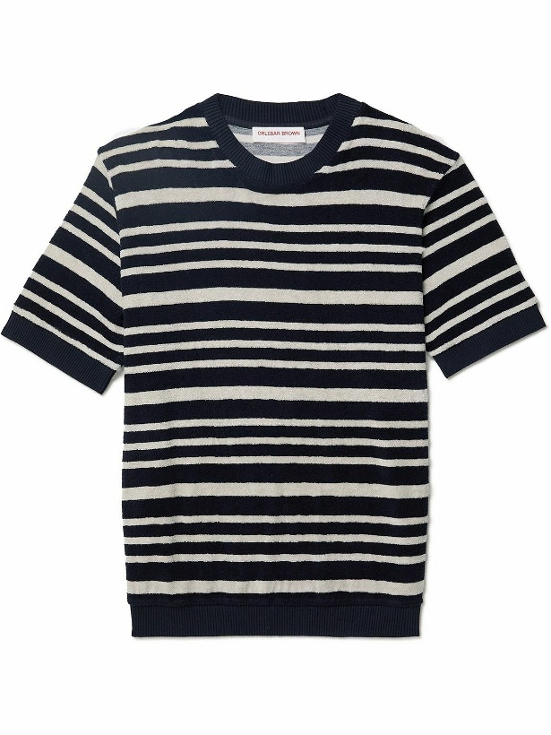 Photo: Orlebar Brown - Solun Striped Cotton-Terry T-Shirt - Black