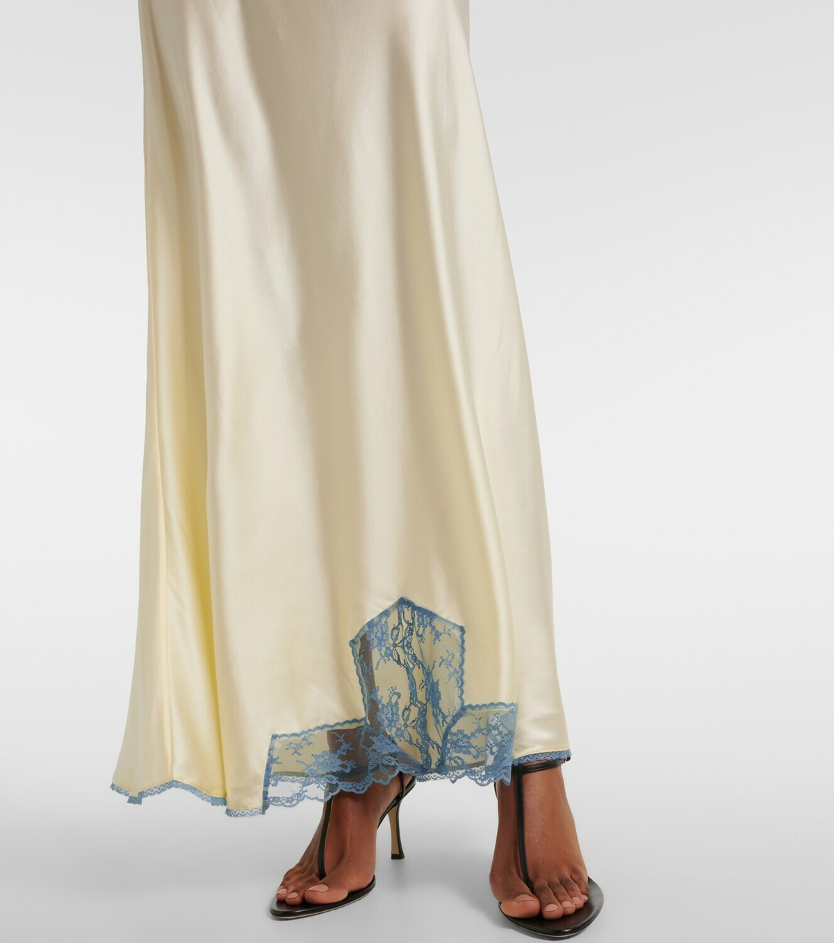 SIR Lace-trimmed silk maxi dress