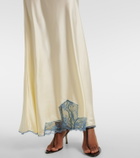 SIR Lace-trimmed silk maxi dress