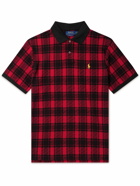 Polo Ralph Lauren - Logo-Embroidered Checked Cotton-Piqué Polo Shirt - Red