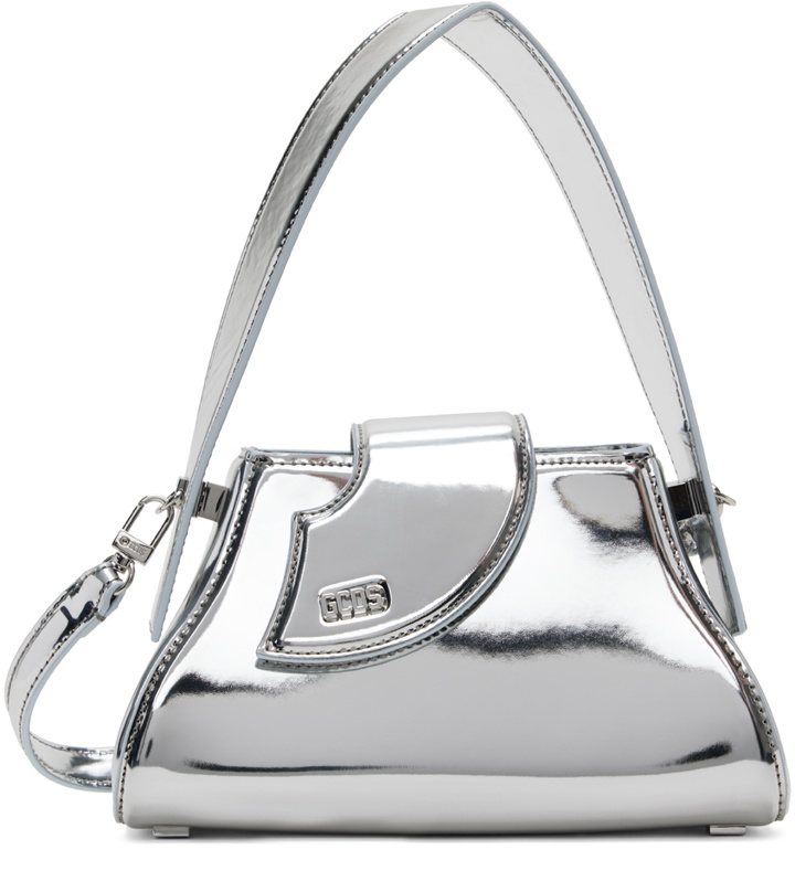 Photo: GCDS Silver Comma Mirror Small Top Handle Bag