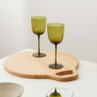 ferm LIVING Host White Wine Glasses - Set of 2 in Moss Green 