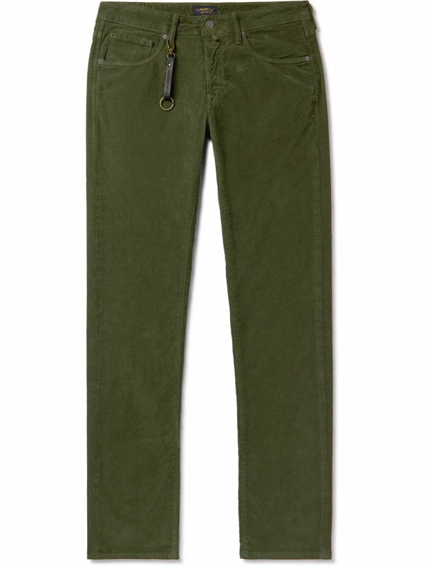 Photo: Incotex - Slim-Fit Stretch Cotton-Blend Corduroy Trousers - Green