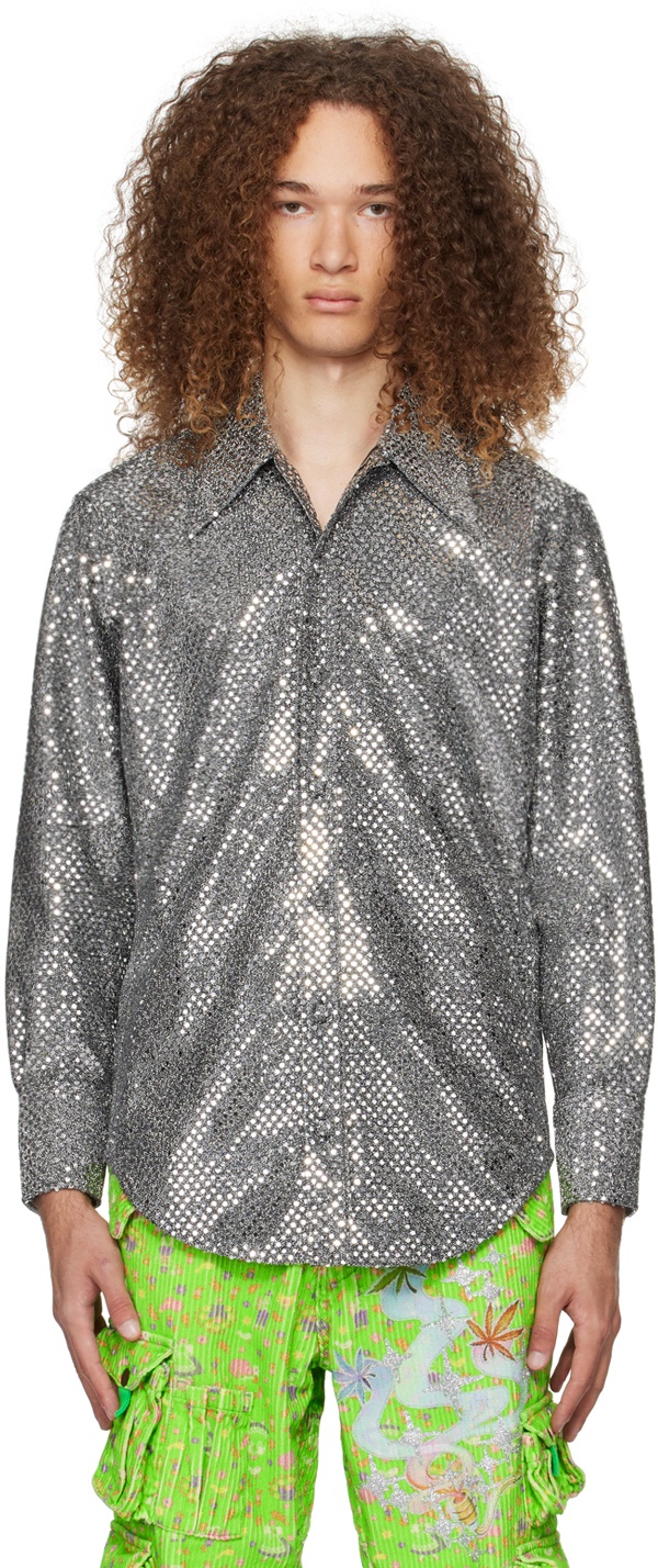 ERL Silver Sequin Shirt ERL