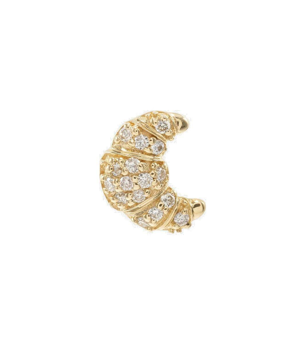 Photo: Sydney Evan Croissant Small 14kt gold stud earrings with diamonds