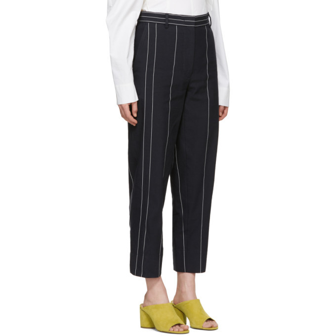 Cedric Charlier Navy Pinstripe Trousers