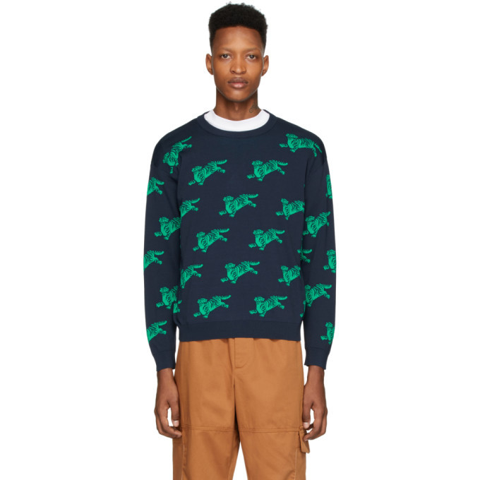 Photo: Kenzo Navy and Green Jumping Tiger Sweatshirt