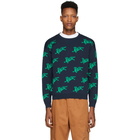 Kenzo Navy and Green Jumping Tiger Sweatshirt